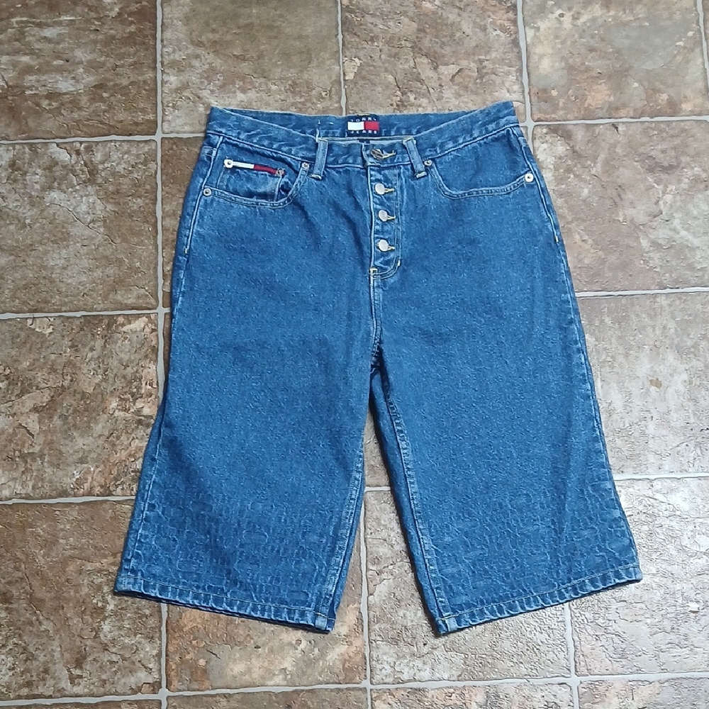 Tommy Jeans Vintage High-Waist Button-Fly Denim Shorts - Blue